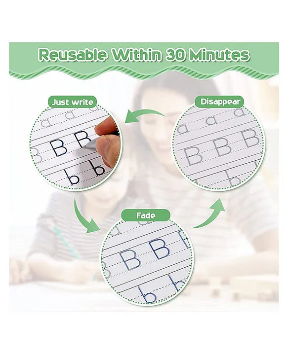 Sank Magic Practice Reusable Tracing Book Set – English Letters, Numbers & Drawing (Pack of 4 + 1 Pen Set + 10 Refills)