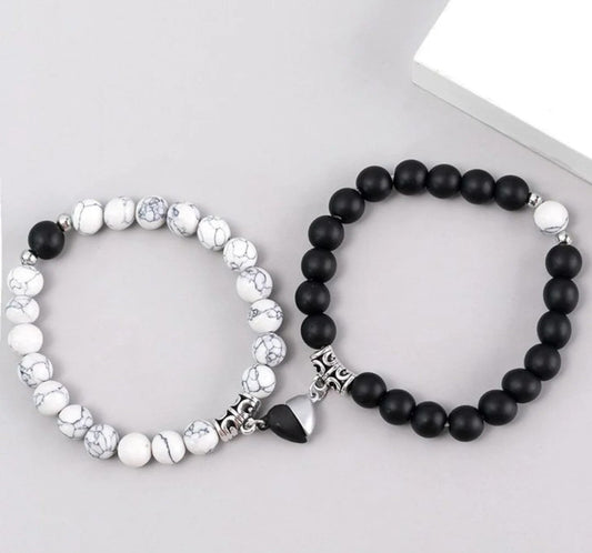 Magnetic Heart Beaded Couple Bracelet - For Him & Her @499 + Free Delivery