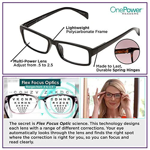 Buy 1 Get 1 Free AUTO FOCUS One Power Readers - AS SEEN ON TV! - Read Small Print and Computer Screens - no Changing Glasses - Flex Focus optics