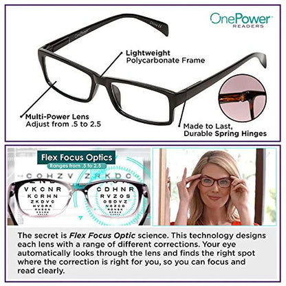 Buy 1 Get 1 Free AUTO FOCUS One Power Readers - AS SEEN ON TV! - Read Small Print and Computer Screens - no Changing Glasses - Flex Focus optics